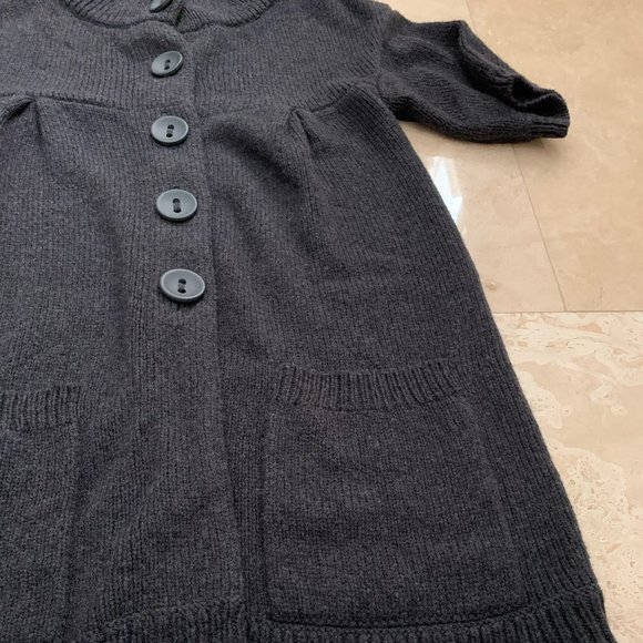 VINCE Sweater Charcoal Soft Wool Chunky Knit Button-Up Cardigan Jacket/dress M - Picture 8 of 8